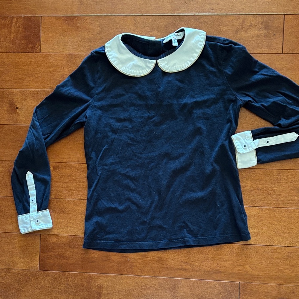 Brooks Brothers Kids Navy Shirt with Cream Accents
